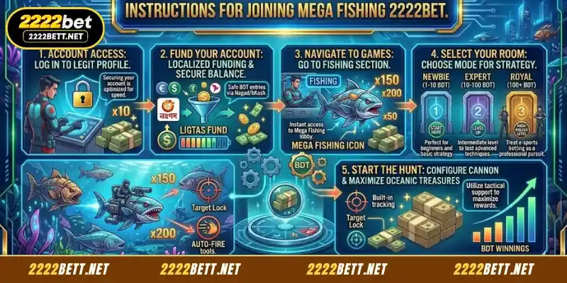 Detailed step-by-step guide to participating in Mega Fishing at 2222BET