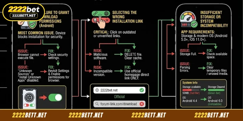 Frequent 2222BET App Download Errors and Fixes